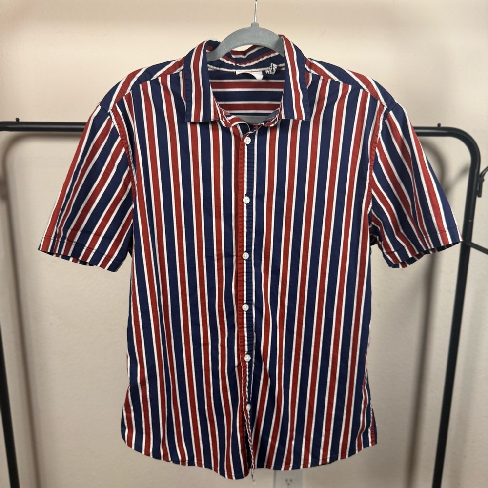 ASOS Design Striped Red and Blue Men's Shirt